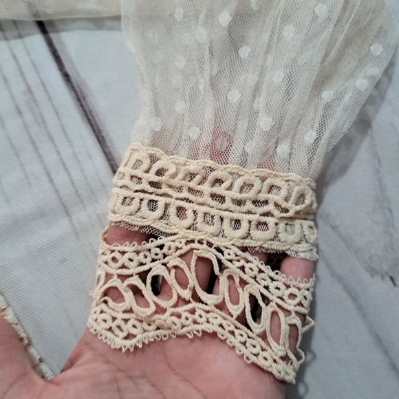 Boho Bohemian Lace Sheer Long Sleeve Small - Picture 8 of 10